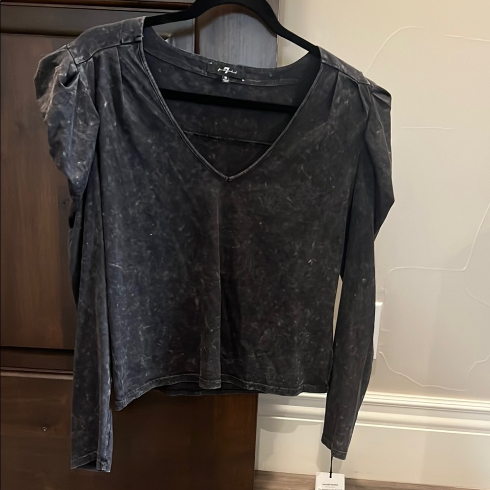 Black V-Neck Women's Top